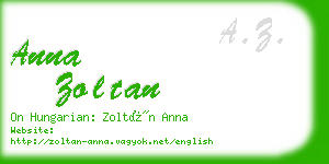 anna zoltan business card